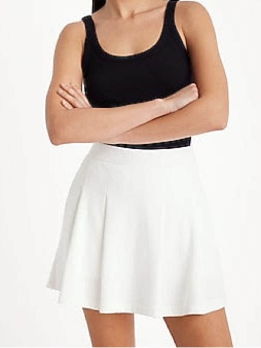Express High Waisted Fleece Knit Pleated Mini Skort White Size S